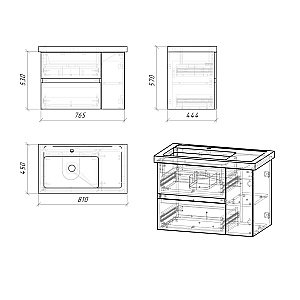 Тумба с раковиной Grossman Юнит 80 кадена вуд для ванной в интернет-магазине Sanbest