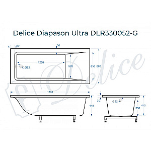 Ванна с узким бортом Delice Diapason DLR330052-G 180х80 белая купить в интернет-магазине Sanbest