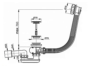 Слив-перелив для ванны Aquanet V55R 00264949 70 хром купить в интернет-магазине сантехники Sanbest
