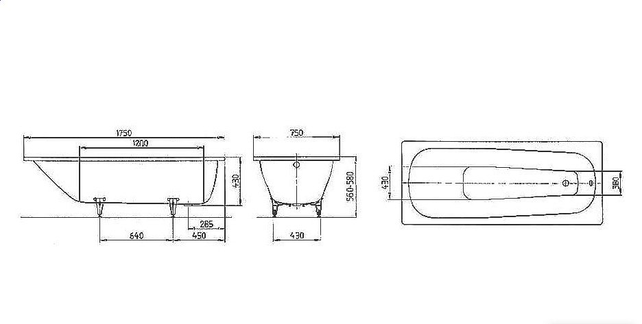Ванна стальная Kaldewei Saniform 374 175х75 112200000000 белый купить в интернет-магазине Sanbest
