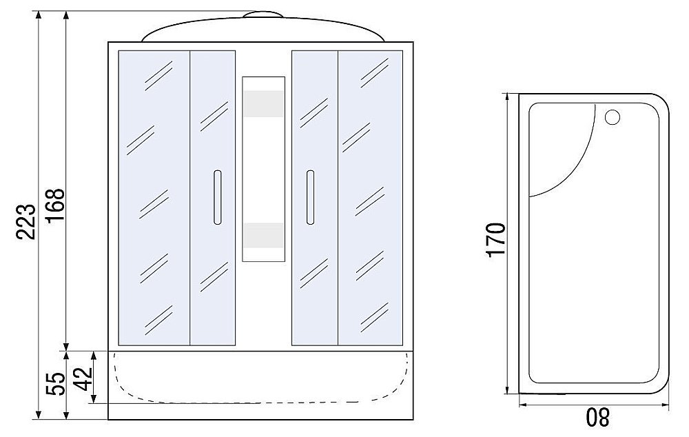 Душевой бокс River Nara 55 170x80 купить в интернет-магазине Sanbest