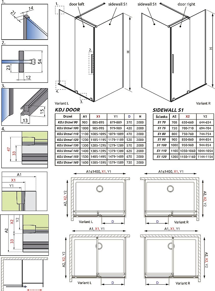Душевой уголок Radaway Furo KDJ 110x100 R стекло прозрачное/профиль хром купить в интернет-магазине Sanbest