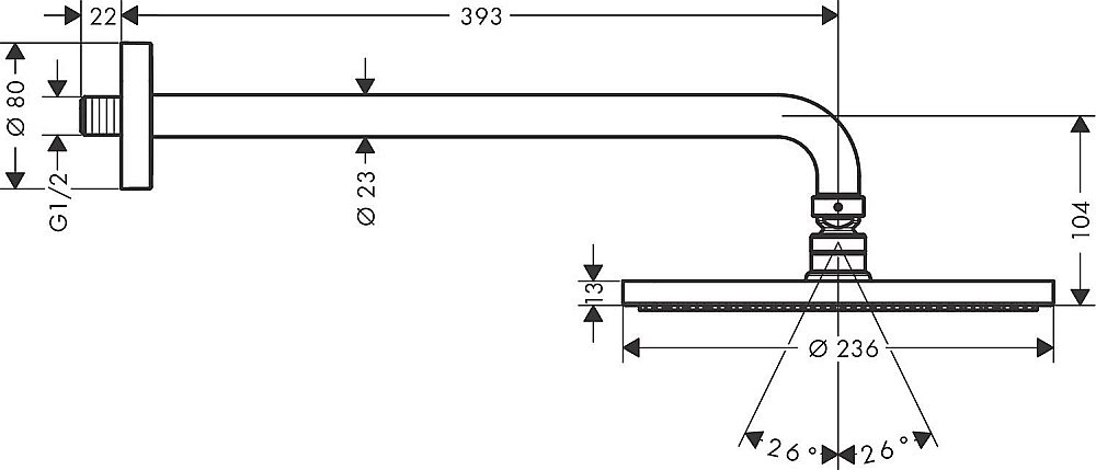 Верхний душ Hansgrohe Raindance S 1jet 240 PowderRain Хром 27607000 купить в интернет-магазине сантехники Sanbest