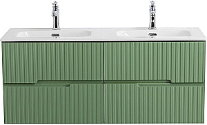 Тумба с раковиной Cezares DUET-N 120 DUET-N-1200-4C-SO-2-PS-P фисташковый софт для ванной в интернет-магазине Sanbest