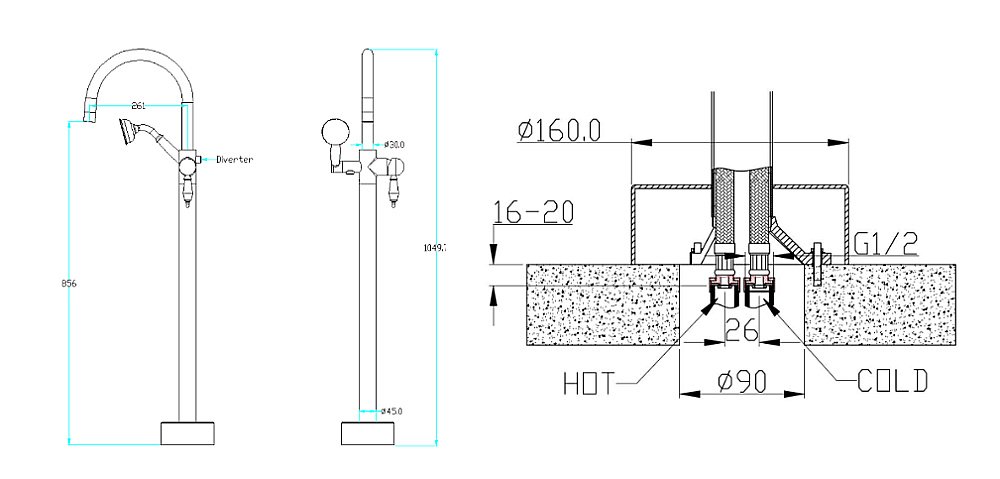 Смеситель для ванны Boheme Imperiale 289-SW золото купить в интернет-магазине сантехники Sanbest