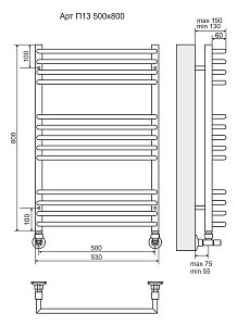 Полотенцесушитель водяной Terminus Арт П13 500х800 купить в интернет-магазине сантехники Sanbest
