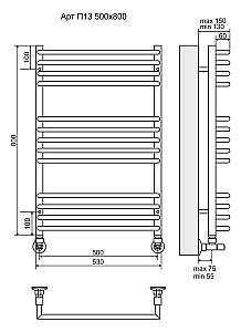 Полотенцесушитель водяной Terminus Арт П13 500х800 купить в интернет-магазине сантехники Sanbest