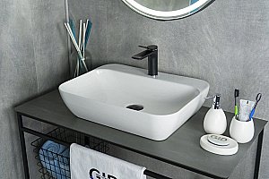 Раковина накладная Gid Geometrico 55 N9047 51184 белая купить в интернет-магазине Sanbest