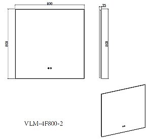Зеркало LED Vincea VLM-4F800GM-2 80х80 вороненая сталь в ванную от интернет-магазине сантехники Sanbest