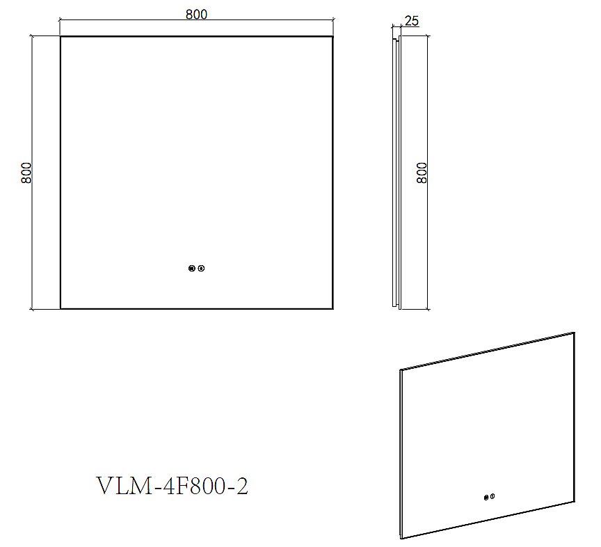 Зеркало LED Vincea VLM-4F800GM-2 80х80 вороненая сталь в ванную от интернет-магазине сантехники Sanbest