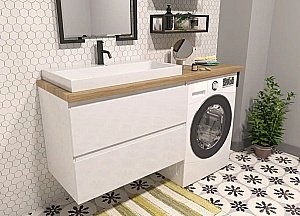 Тумба с раковиной Эстет Malibu Luxe 155 белая для ванной в интернет-магазине Sanbest