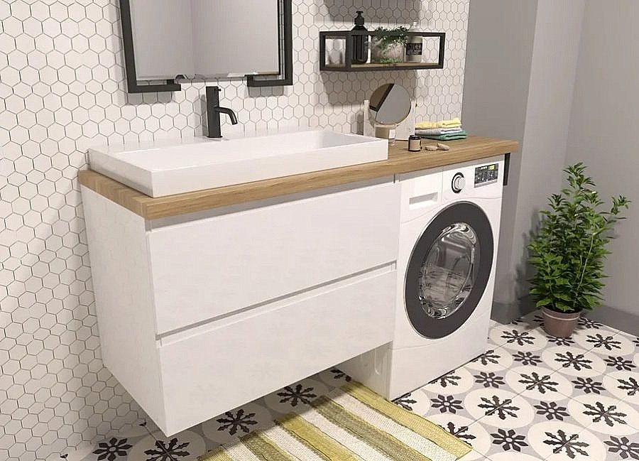 Тумба с раковиной Эстет Malibu Luxe 155 белая для ванной в интернет-магазине Sanbest