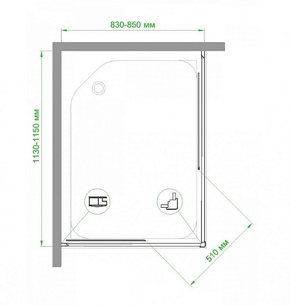 Душевой уголок Royal Bath RB11585HPD-T 85х115 прозрачный купить в интернет-магазине Sanbest