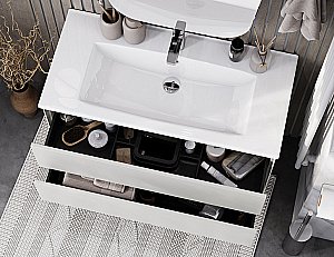 Тумба с раковиной Акватон Сохо 100 слэйт/галька серая для ванной в интернет-магазине Sanbest