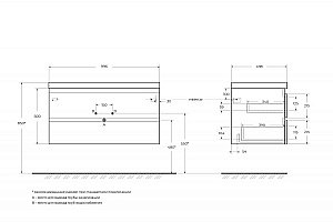 Тумба с раковиной Cezares MOLVENO 100 Antracite для ванной в интернет-магазине Sanbest