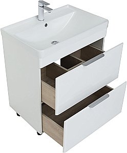 Тумба с раковиной Aquanet Ирис new 70 напольная белый глянец для ванной в интернет-магазине Sanbest