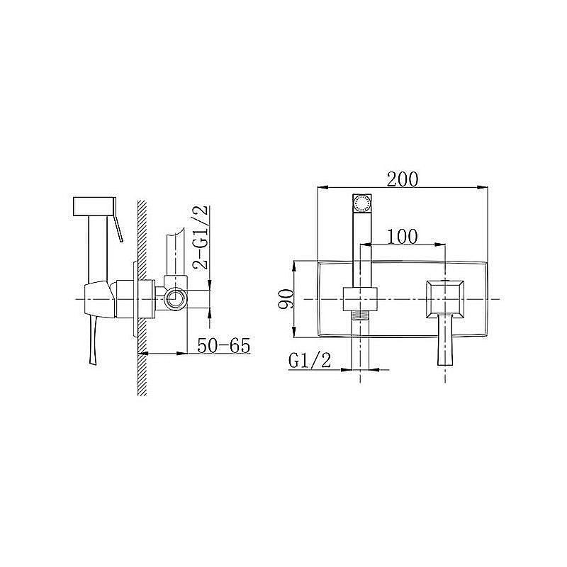 Гигиенический душ со смесителем Caprigo Diamante 50-130 Хром купить в интернет-магазине сантехники Sanbest