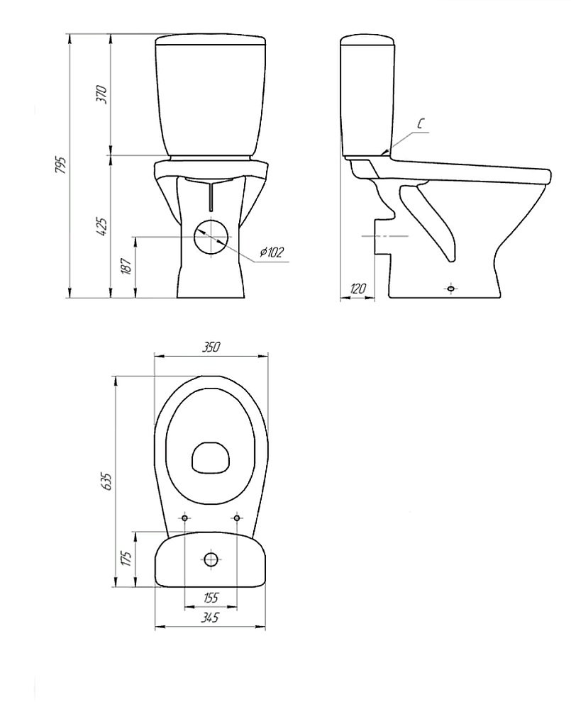 Унитаз Cersanit Trento 010/011 с бачком купить в интернет-магазине Sanbest