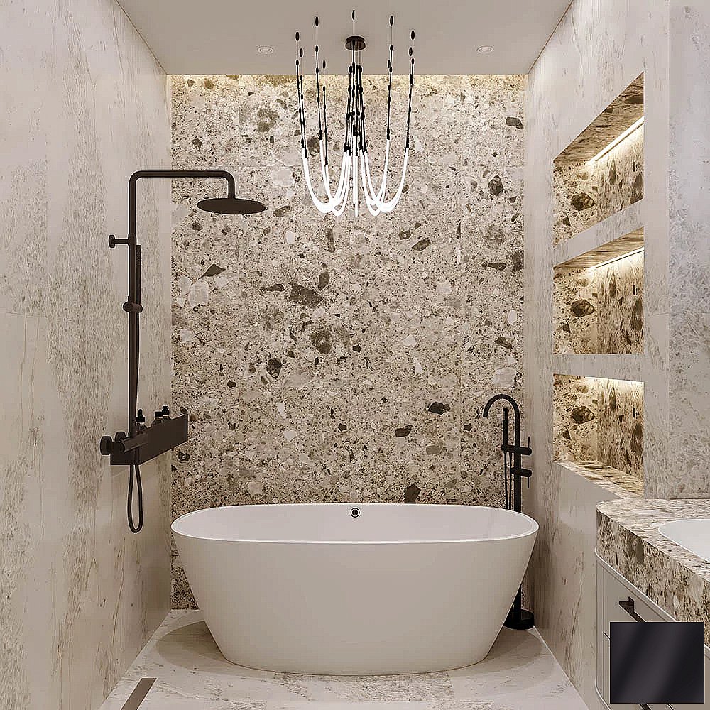 Ванна из искусственного камня Veconi Imperia IMP17080BM 170х80 черная матовая купить в интернет-магазине Sanbest