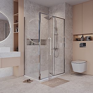 Душевой уголок Niagara Nova NG-66-11A/NG-A80-34 110х80 стекло прозрачное/профиль хром купить в интернет-магазине Sanbest