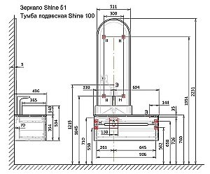 Тумба с раковиной Jorno Shine 100 антрацит с мфу для ванной в интернет-магазине Sanbest