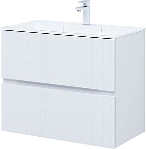 Тумба с раковиной Aquanet Джейн 80 белая матовая для ванной в интернет-магазине Sanbest