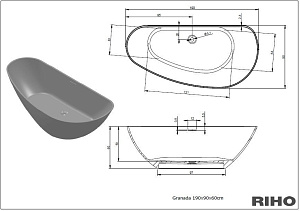 Ванна мраморная Riho Granada 190x90 купить в интернет-магазине Sanbest