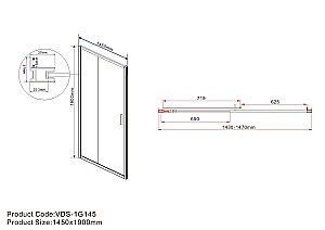Душевая дверь Vincea Garda VDS-1G145CLG 145 стекло прозрачное/профиль брашированное золото купить в интернет-магазине Sanbest