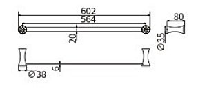 Полотенцедержатель CeramaLux Virginia 94308A хром купить в интернет-магазине сантехники Sanbest