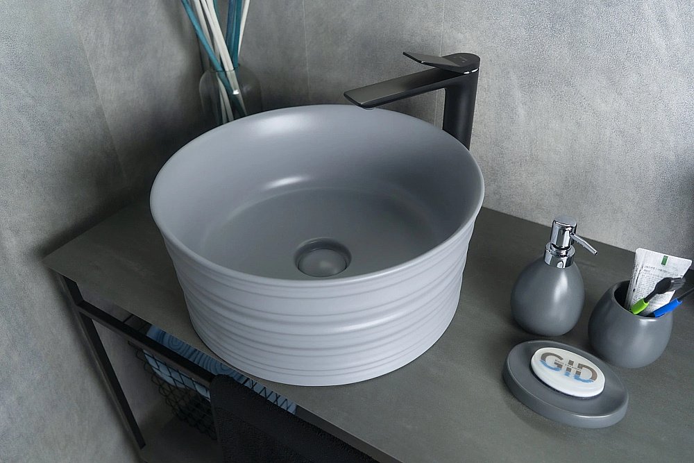 Раковина накладная Gid Esfera 41 Gm969 53335 серая матовая купить в интернет-магазине Sanbest