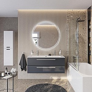 Тумба с раковиной Cezares ECO-CER-N 120 ECO-CER-N-1200-2C-SO-GR-P графит для ванной в интернет-магазине Sanbest