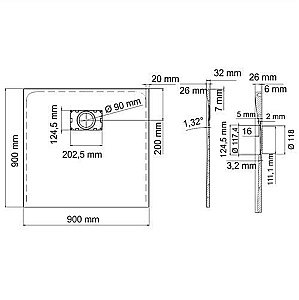 Душевой поддон WasserKRAFT Elbe 74T03 90х90 купить в интернет-магазине Sanbest