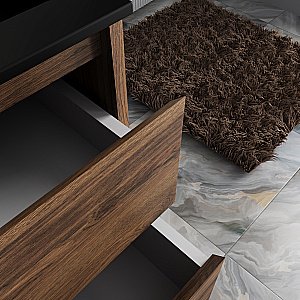 Тумба с раковиной Vincea Gio 60 VMC-2G600CO/VBS-13960MB тёмный дуб/раковина черная для ванной в интернет-магазине Sanbest