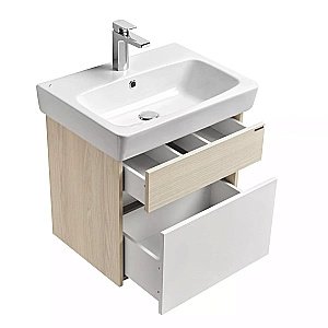 Тумба с раковиной Акватон Верди 60 белая/ясень фабрик для ванной в интернет-магазине Sanbest