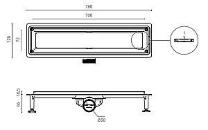 Душевой лоток Ctesi FLOW LINE 70 BK4024540 хром купить в интернет-магазине Sanbest