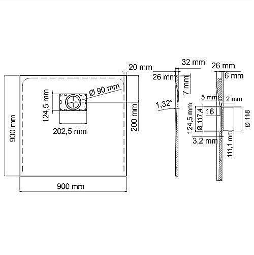 Душевой поддон WasserKRAFT Elbe 74T03 90х90 купить в интернет-магазине Sanbest