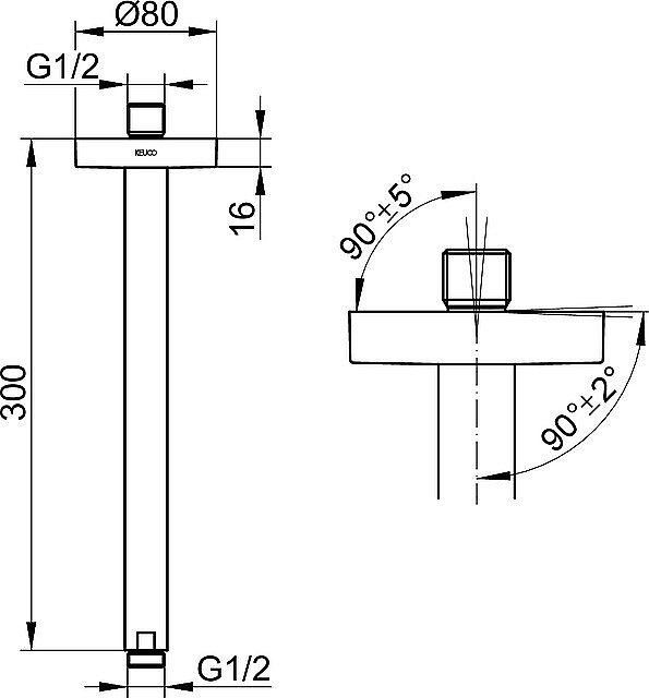 Держатель верхнего душа KEUCO ELEGANCE 51689010300 хром купить в интернет-магазине сантехники Sanbest