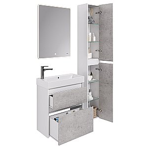 Тумба с  раковиной подвесная/напольная Dreja SLIM 65 белый глянец/бетон для ванной в интернет-магазине Sanbest