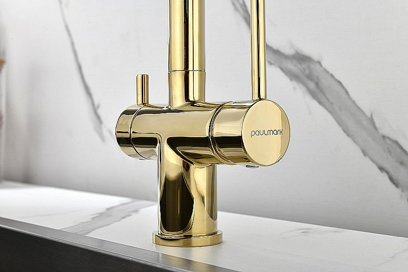 Смеситель для кухни Paulmark Serpentine Se213222-G золото купить в интернет-магазине сантехники Sanbest