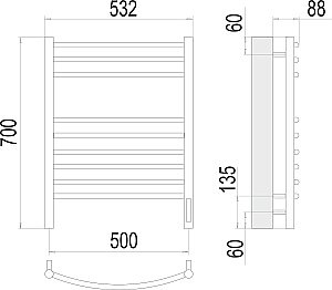 Полотенцесушитель электрический Terminus Классик П9 500х700 купить в интернет-магазине сантехники Sanbest