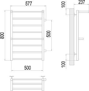 Полотенцесушитель водяной Terminus Анкона П8 500х800 с боковым подключением 500 купить в интернет-магазине сантехники Sanbest