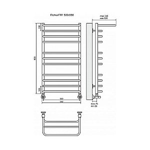 Полотенцесушитель водяной Terminus Полка П11 500x956 купить в интернет-магазине сантехники Sanbest
