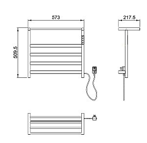 Полотенцесушитель электрический с полкой WONZON & WOGHAND ESSEN, Брашированный никель (WW-A402-BR) купить в интернет-магазине сантехники Sanbest