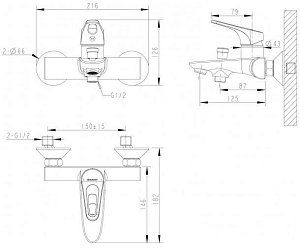 Смеситель для ванны Bravat DROP-D F648162C-01 купить в интернет-магазине сантехники Sanbest