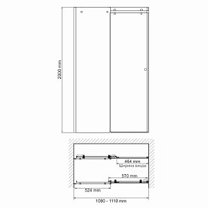 Душевая дверь WasserKRAFT Vils 56R13 110 стекло прозрачное/профиль серебро купить в интернет-магазине Sanbest