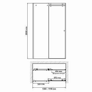 Душевая дверь WasserKRAFT Vils 56R13 110 стекло прозрачное/профиль серебро купить в интернет-магазине Sanbest