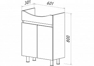 Тумба с раковиной (ПВХ) напольная Misty Амур 60 белая для ванной в интернет-магазине Sanbest