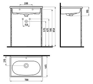 Раковина мебельная Bien Ferra 70 FELK070B1FD1W5000 белая купить в интернет-магазине Sanbest
