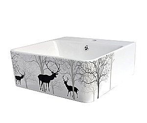 Раковина Bronze De Luxe Black Deer 42 1060BD белая, с декором купить в интернет-магазине Sanbest