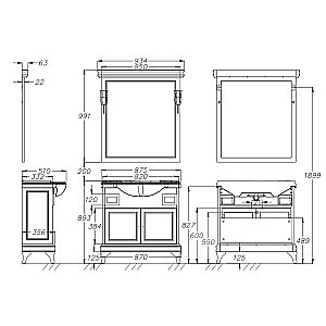 Тумба напольная с раковиной Опадирис Борджи 85 слоновая кость для ванной в интернет-магазине Sanbest